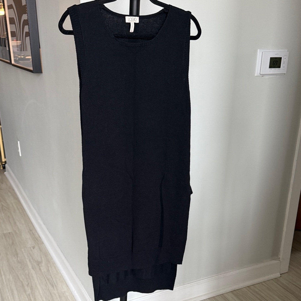 LOGO by Lori Goldstein Black High Low Dress
